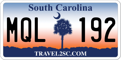 SC license plate MQL192