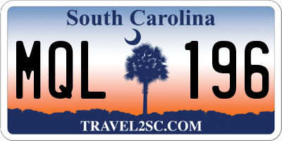 SC license plate MQL196
