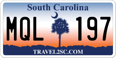 SC license plate MQL197