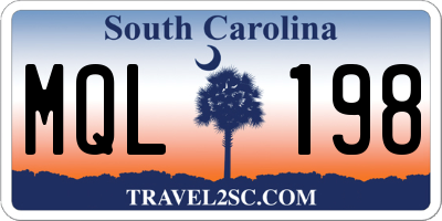 SC license plate MQL198