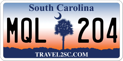 SC license plate MQL204
