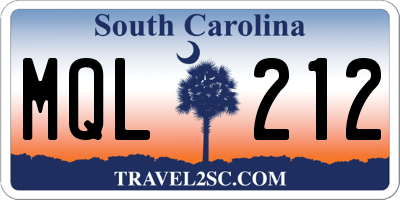SC license plate MQL212