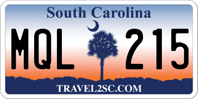 SC license plate MQL215