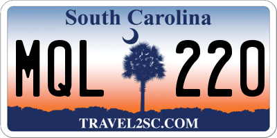 SC license plate MQL220