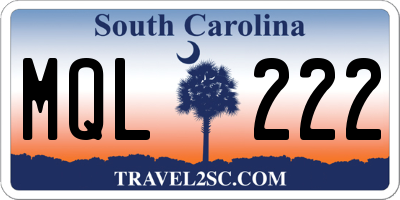 SC license plate MQL222