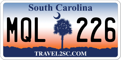 SC license plate MQL226