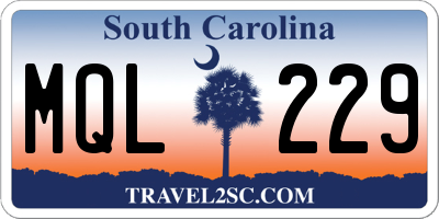 SC license plate MQL229