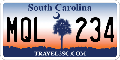 SC license plate MQL234
