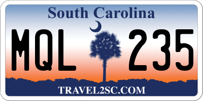 SC license plate MQL235