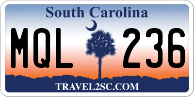 SC license plate MQL236