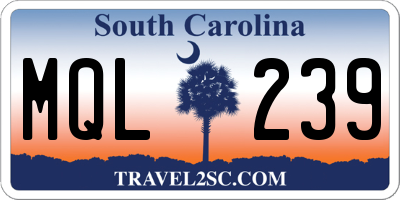 SC license plate MQL239