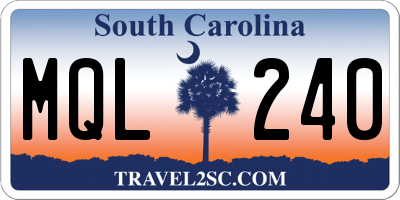 SC license plate MQL240