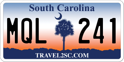 SC license plate MQL241