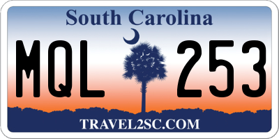SC license plate MQL253