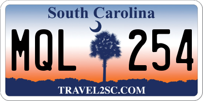 SC license plate MQL254