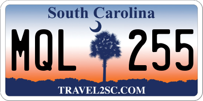 SC license plate MQL255