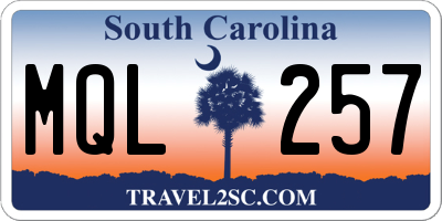 SC license plate MQL257
