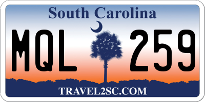 SC license plate MQL259