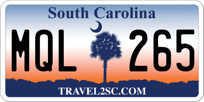 SC license plate MQL265