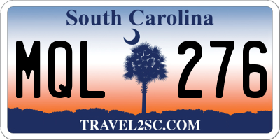 SC license plate MQL276