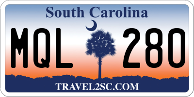 SC license plate MQL280