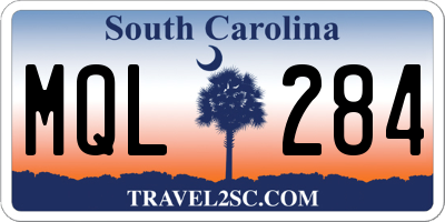 SC license plate MQL284