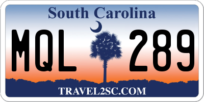 SC license plate MQL289