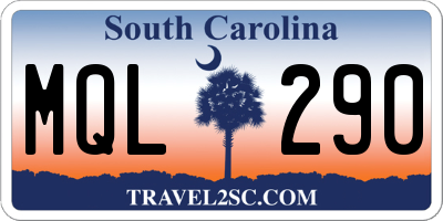 SC license plate MQL290
