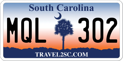 SC license plate MQL302