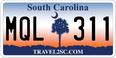 SC license plate MQL311