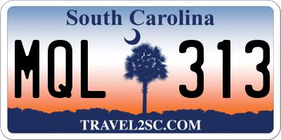 SC license plate MQL313