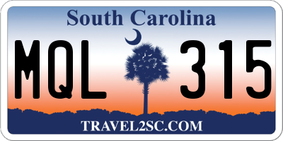 SC license plate MQL315