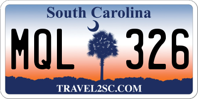 SC license plate MQL326