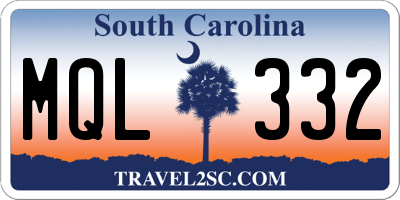 SC license plate MQL332