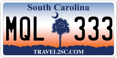 SC license plate MQL333