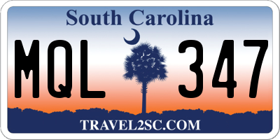SC license plate MQL347