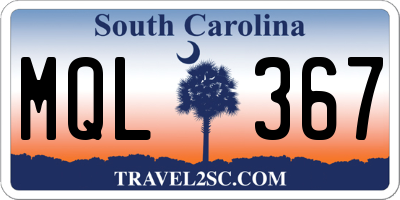 SC license plate MQL367