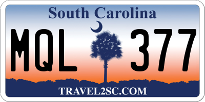 SC license plate MQL377
