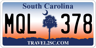 SC license plate MQL378