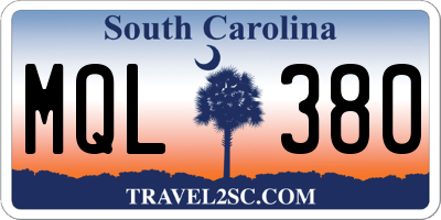 SC license plate MQL380