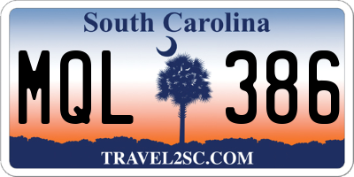 SC license plate MQL386
