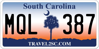 SC license plate MQL387