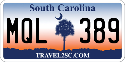 SC license plate MQL389