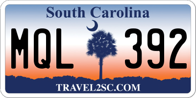 SC license plate MQL392