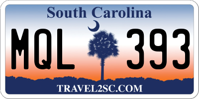 SC license plate MQL393
