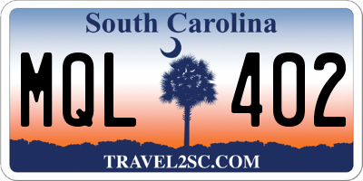 SC license plate MQL402