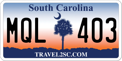 SC license plate MQL403