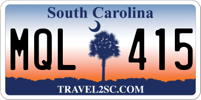 SC license plate MQL415