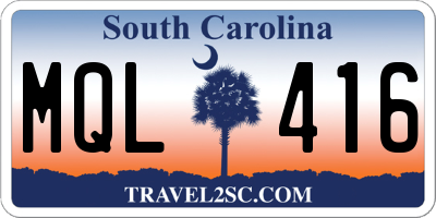 SC license plate MQL416