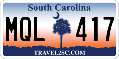 SC license plate MQL417